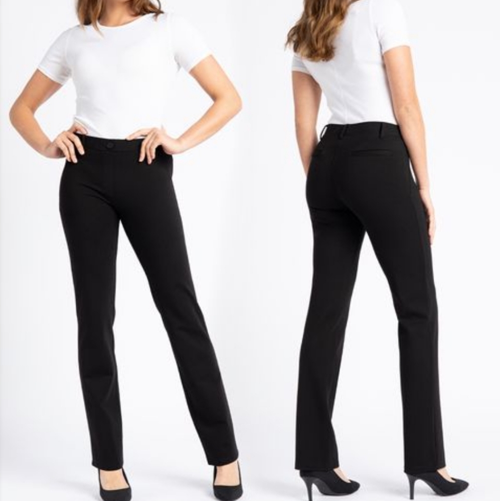 ☀️ NWT Betabrand Yoga Dress Pants Straight Leg Wrinkle-Resistant Charcoal…